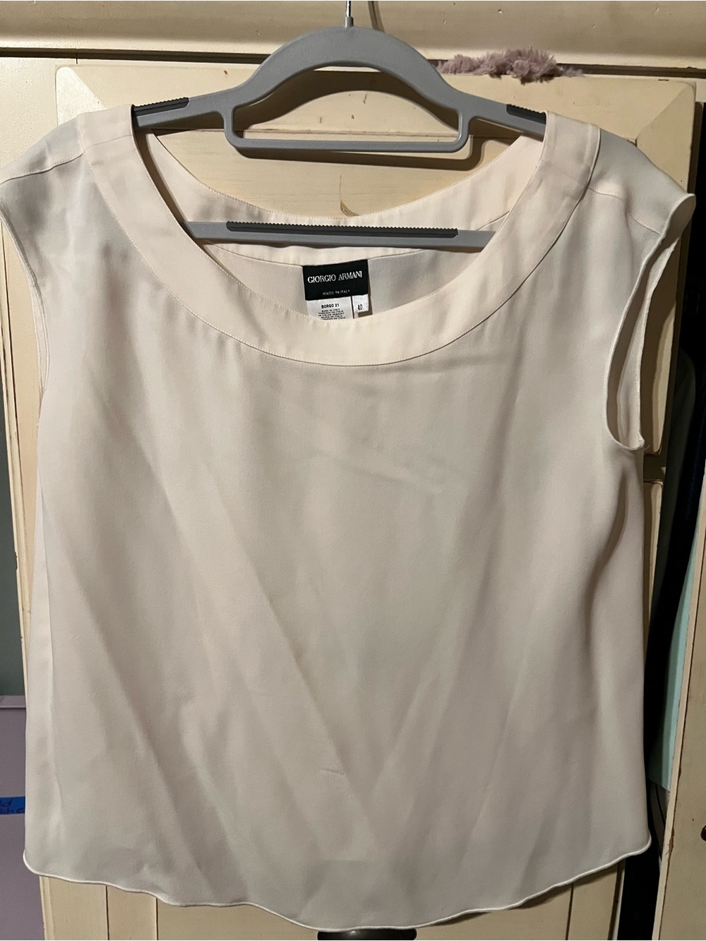 Giorgio Armani Cream Sleeveless Silk-Feel Camisole